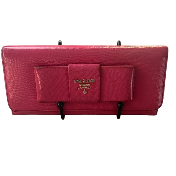 Prada Handbags - GUC Prada Pink Bow Long Wallet